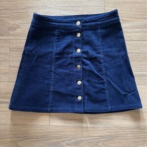 H&M Navy Corduroy Button-Front Mini Skirt